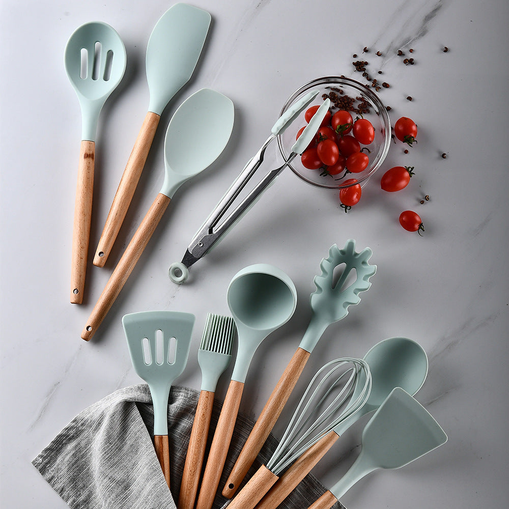 Food International Silicone Kitchenware With Wooden Handle