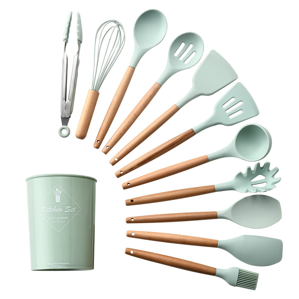 Food International Silicone Kitchenware With Wooden Handle