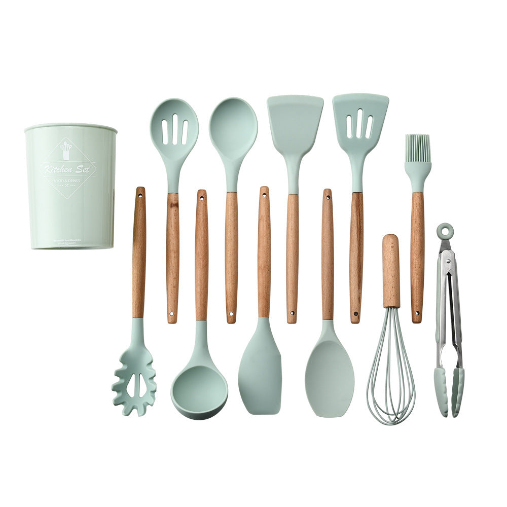 Food International Silicone Kitchenware With Wooden Handle