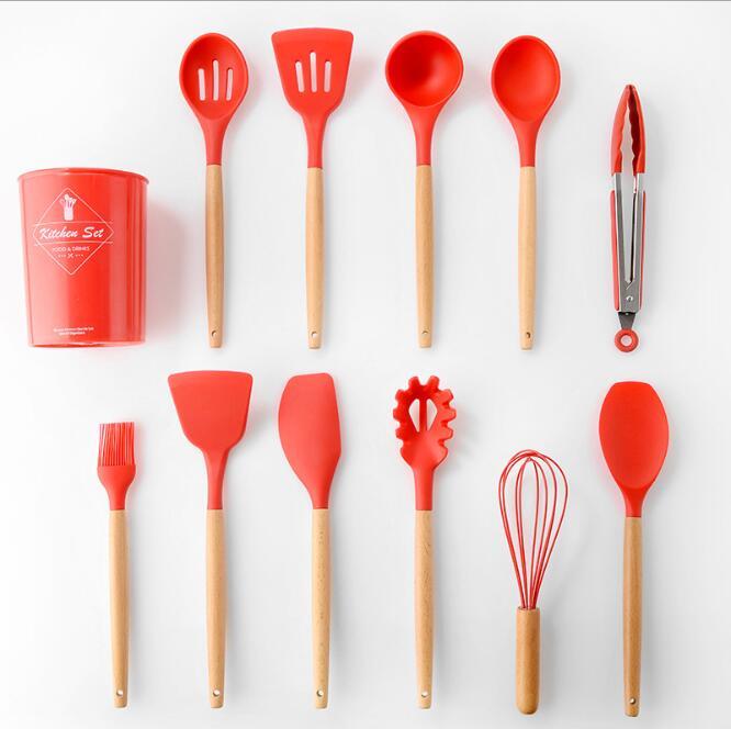 Food International Silicone Kitchenware With Wooden Handle