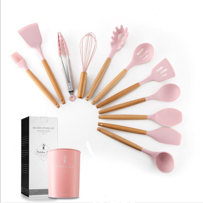 Food International Silicone Kitchenware With Wooden Handle