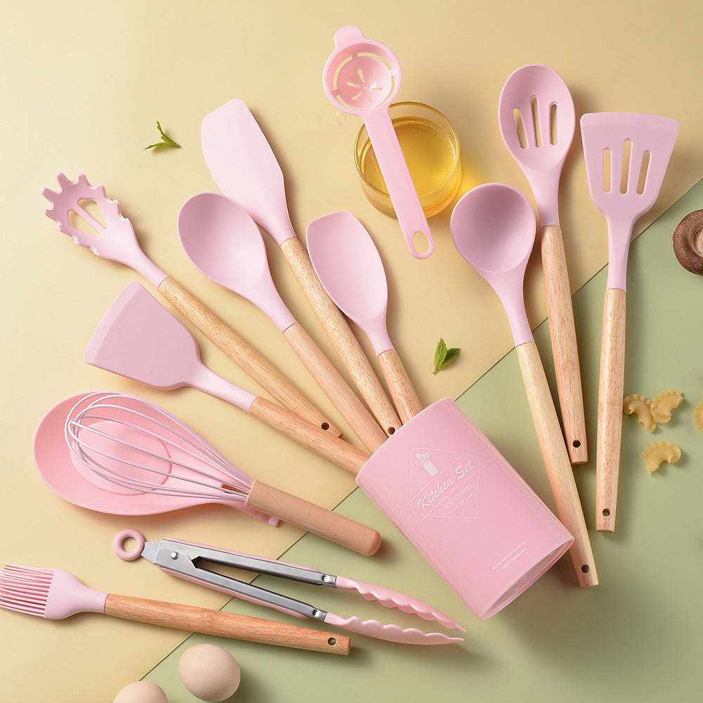 Food International Silicone Kitchenware With Wooden Handle